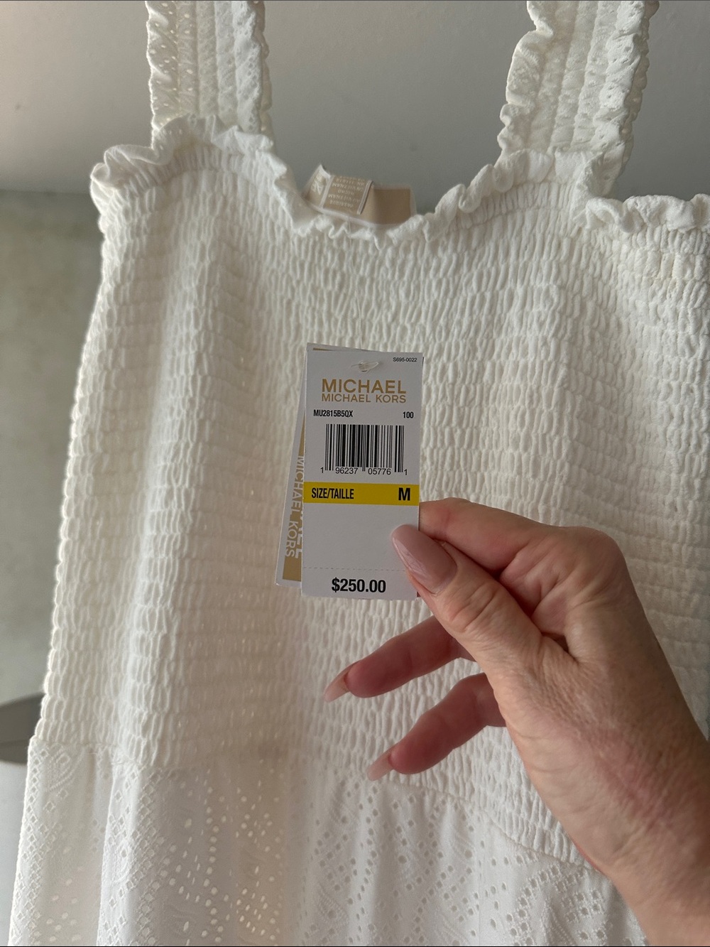 Michael Kors White Textured Eyelet Sundress